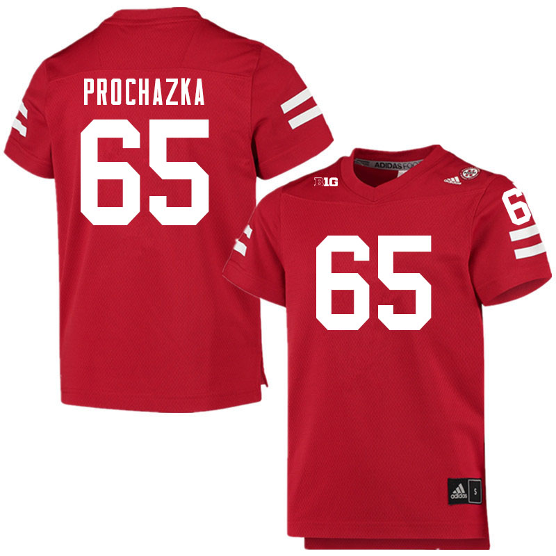 Men #65 Teddy Prochazka Nebraska Cornhuskers College Football Jerseys Sale-Scarlet